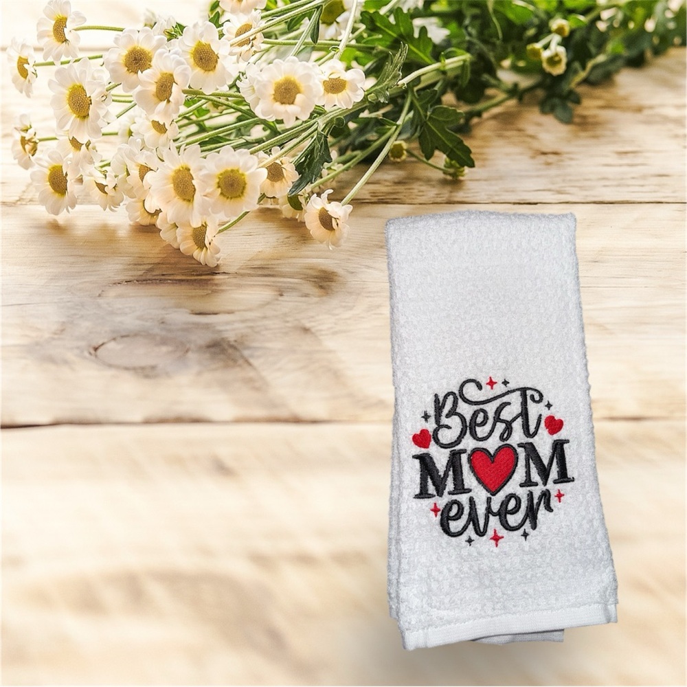 Best Mom Ever Embroidered Towel - Picture 2 of 3